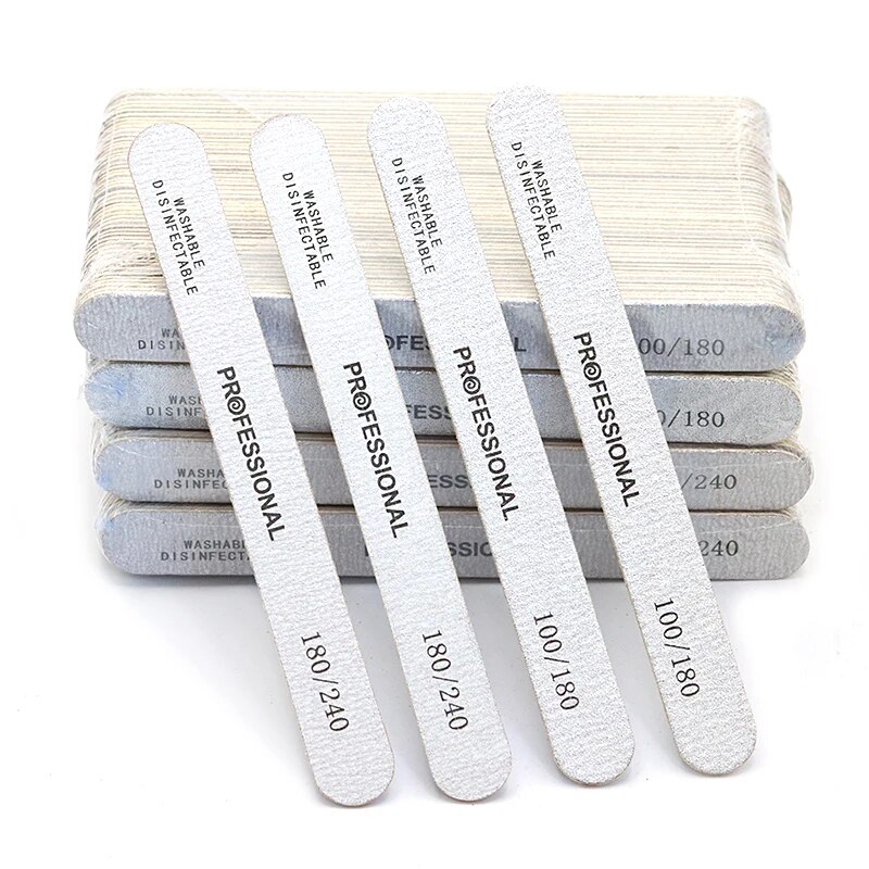 Nail File Titanium - 100個木製ネイルファイルプロ用サンディングバッファーファイル100/180/240両面サロンマニキュアペディキュア用uvジェルチップツール