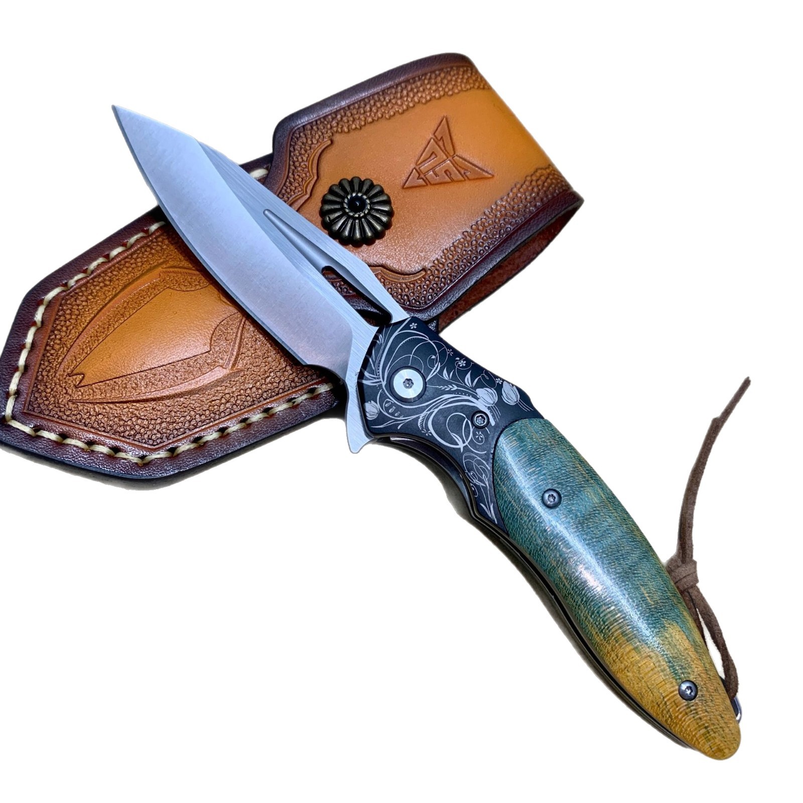 Edc (Every Day Carry - RHON 3.4インチEDCナイフ高炭素D2鋼製折りたたみ式日常携帯ポケットナイフ、アウトドアハイキングキャンプ用ポケットナイフ（シースルーハンドル付き）