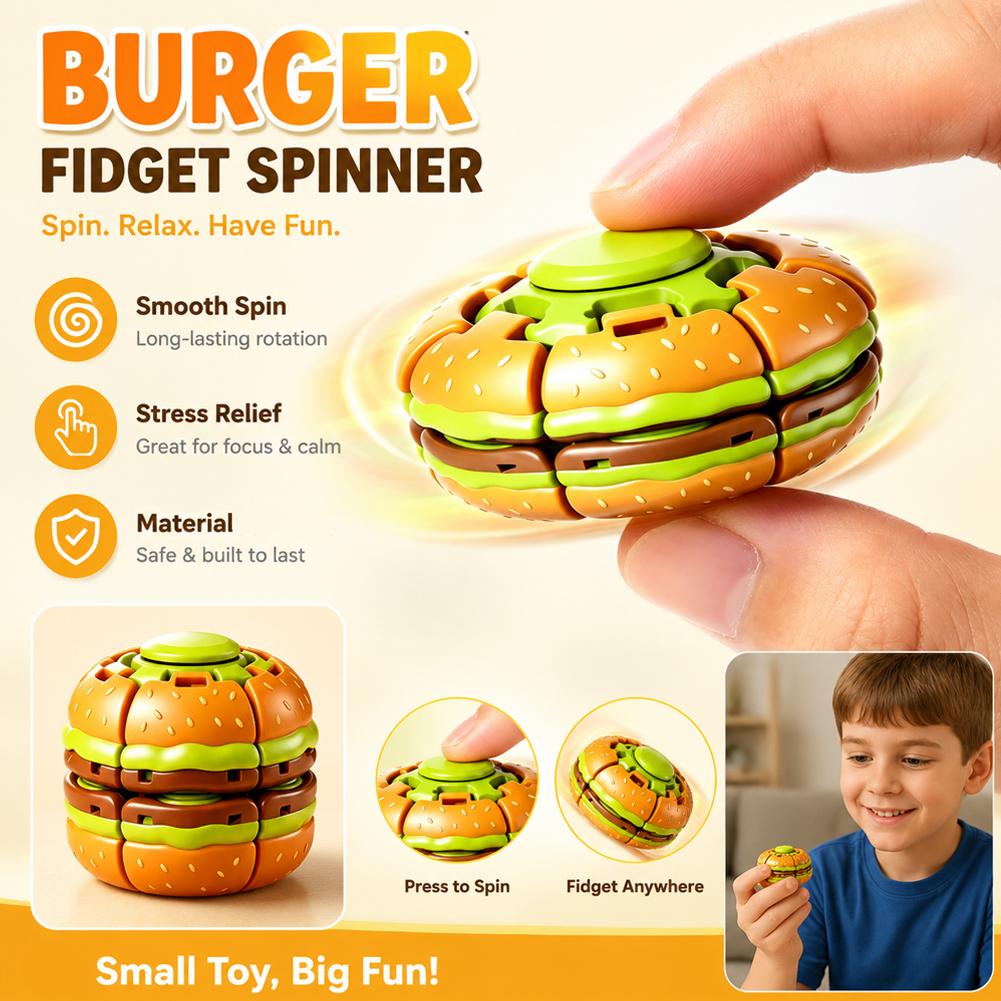Fidget Spinner Bearing - ハムバーガー型フィジェットスピナーおもちゃ 回転式ストレスボール 静音 焦り解消 自閉症 ADHD
