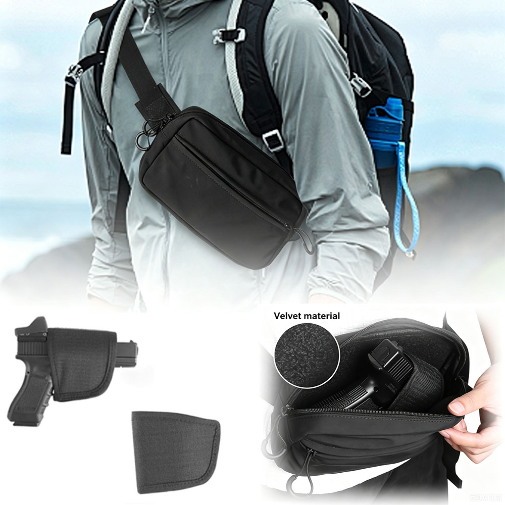 Edc Pistol Carry Bag - 隠しキャリーウエストバッグ戦術的なファニーパックホルスターピストルポーチ付きクロスボディEDCハンドガンバッグ狩猟ハイキング用