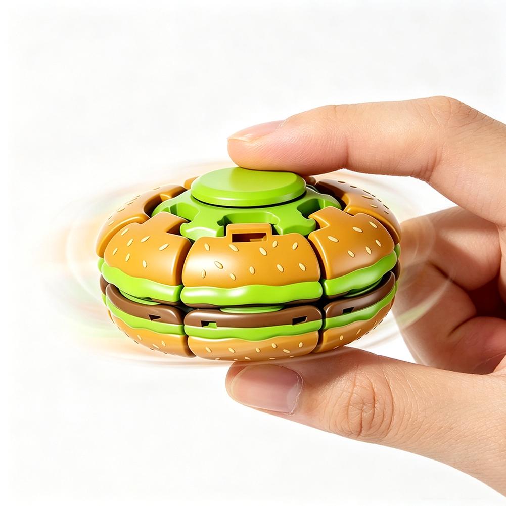 Fidget Spinner Bearing - バーガー型ジャイロスコープフィジェットトイ、指先スピナーボール、プレスクリックストレス解消おもちゃ、携帯用デスクフィジェットトイギフト