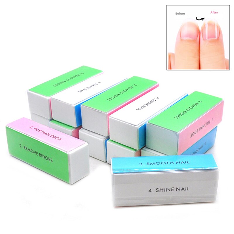Nail File Titanium - 5ピース/ロットネイルバッファーブロック4ウェイカラフルなバフリングブロック光沢ポリシッシャーネイルバフファイルマニキュアサンディングネイルアートツールキット