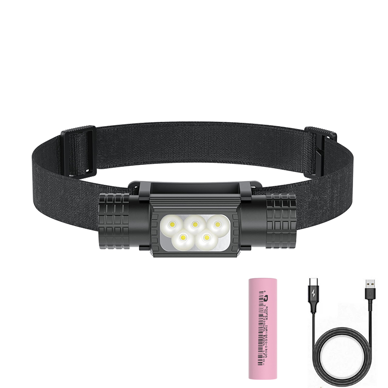 Edc (Every Day Carry - ポータブル充電式LEDヘッドランプ,18650バッテリー,高輝度,高ルーメン,USB Type-C充電式LEDヘッドランプ,キャンプ,狩猟用ヘッドランプ