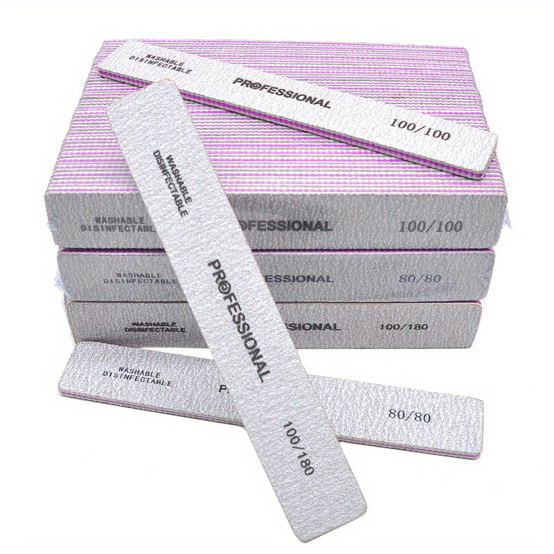 Nail File Titanium - ストレートネイルファイル 80/100/180/240グリット ネイルサンディングファイル バッファーブロック ネイルポリッシングファイル マニキュアネイルツール用