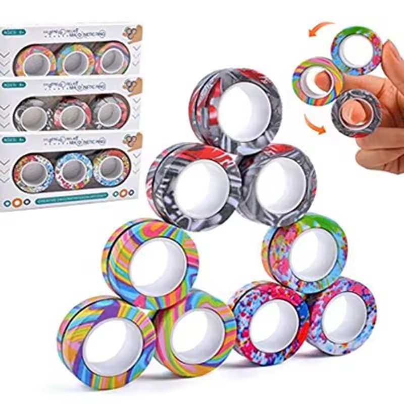 3 個の指先磁気リングカラフルな救済そわそわおもちゃセット大 - Fidget Spinner Bearing のレビューと価格
