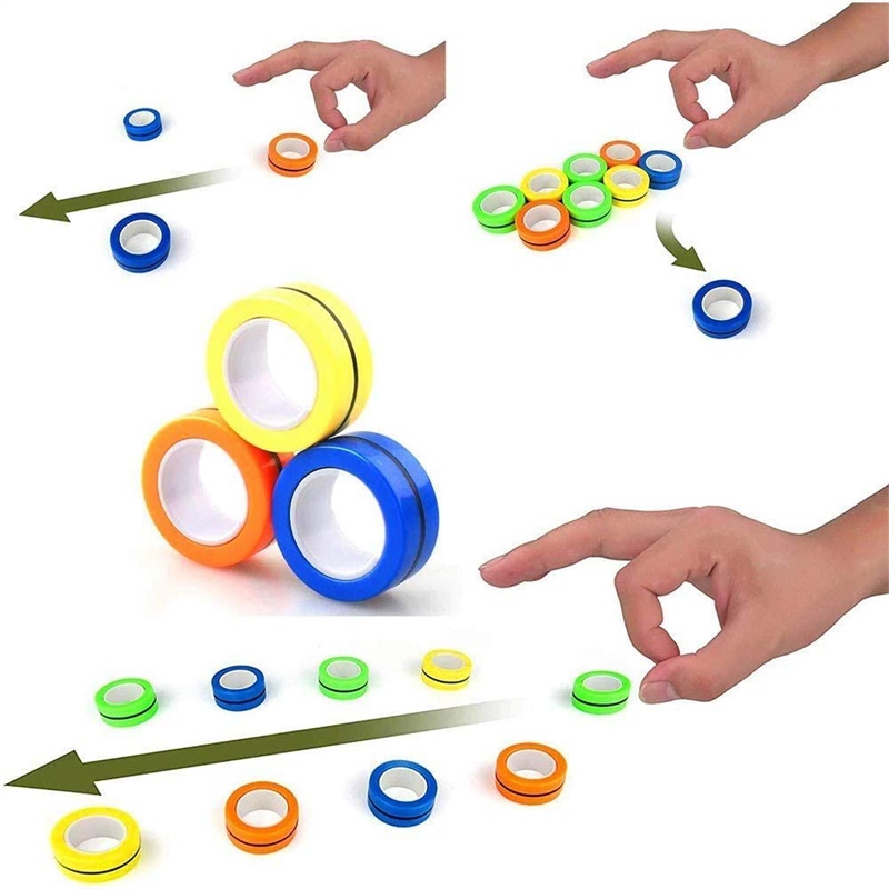 3 個の指先磁気リングカラフルな救済そわそわおもちゃセット大 - Fidget Spinner Bearing のレビューと価格
