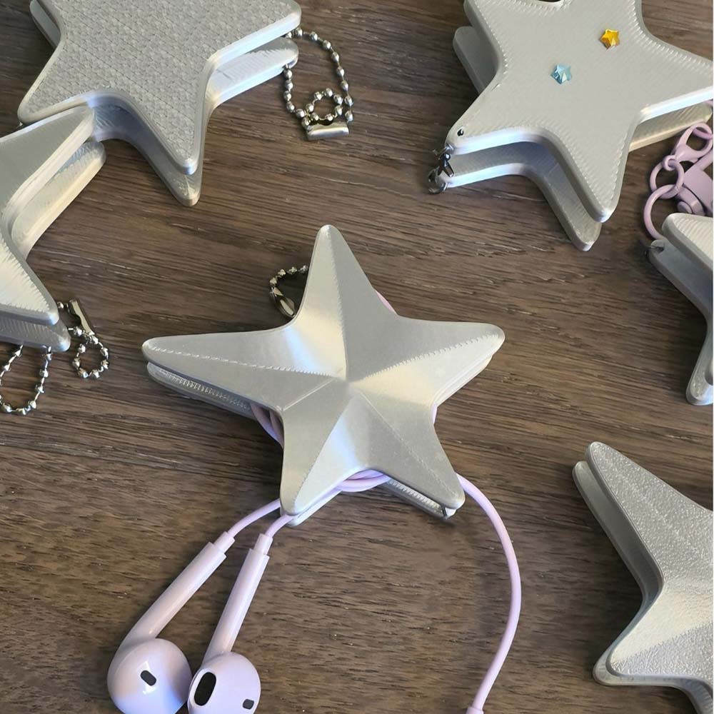 3Dスターケーブルワインダー – Y2Kキュートイヤホンワイ - Cable Winder Keychain のレビューと価格