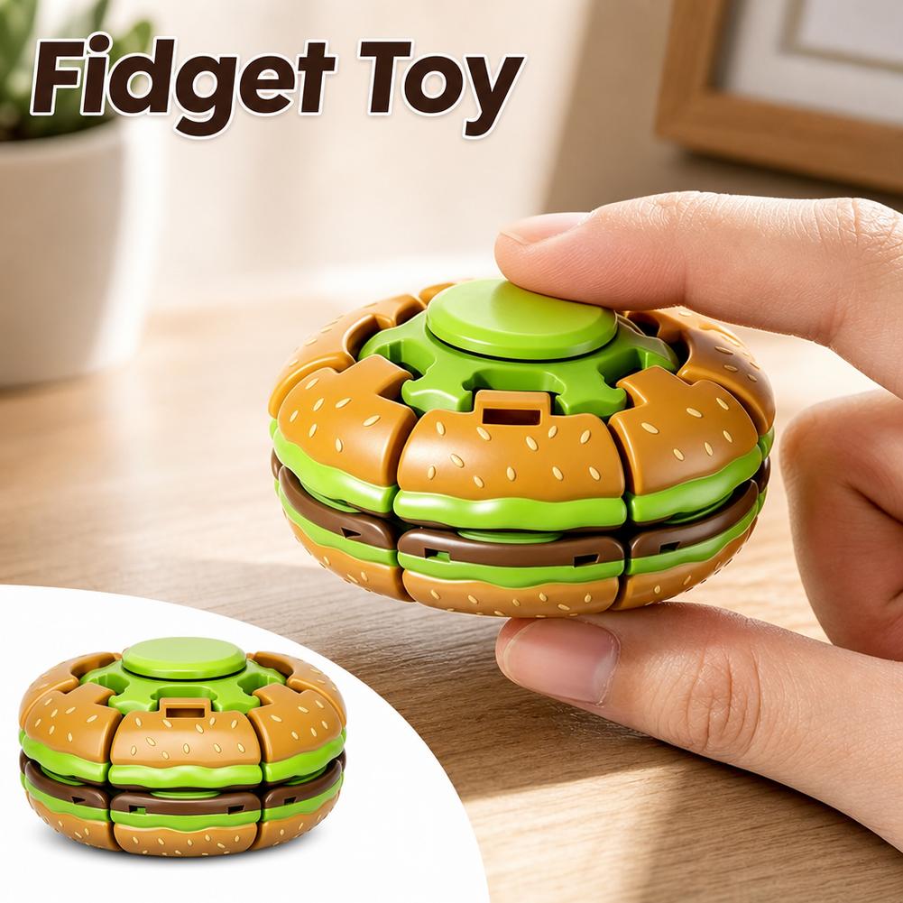 バーガー型ジャイロスコープフィジェットトイ、指先スピナーボー - Fidget Spinner Bearing のレビューと価格