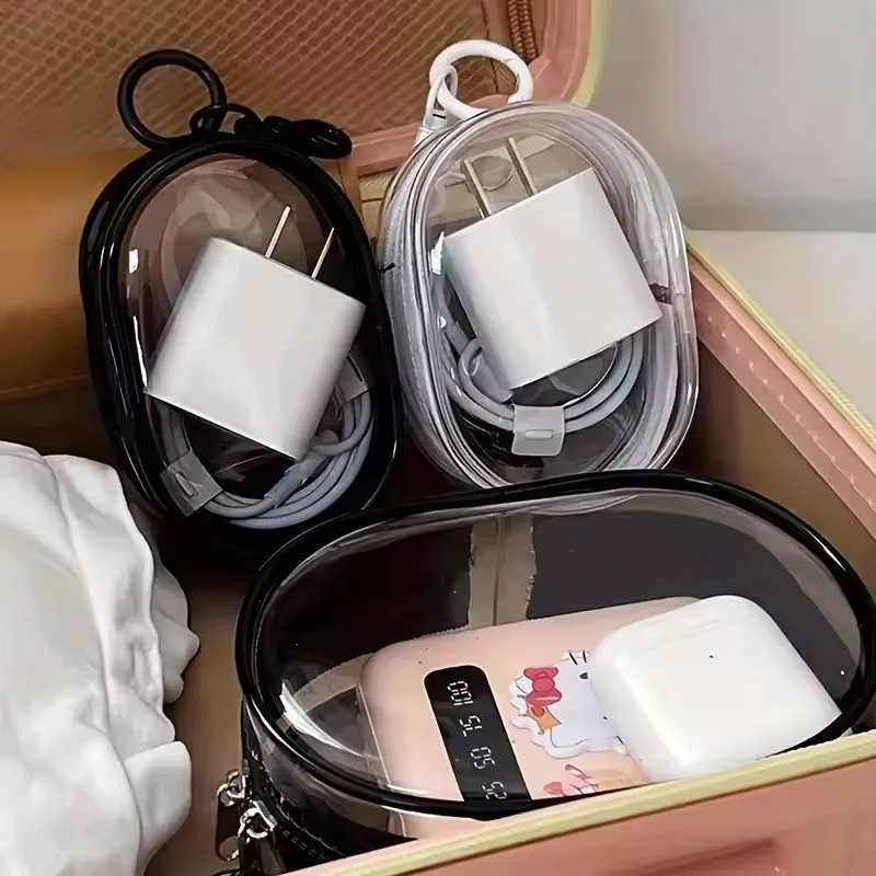 多機能クリアデータケーブルオーガナイザー収納ボックス、屋外旅 - Cable Winder Keychain のレビューと価格