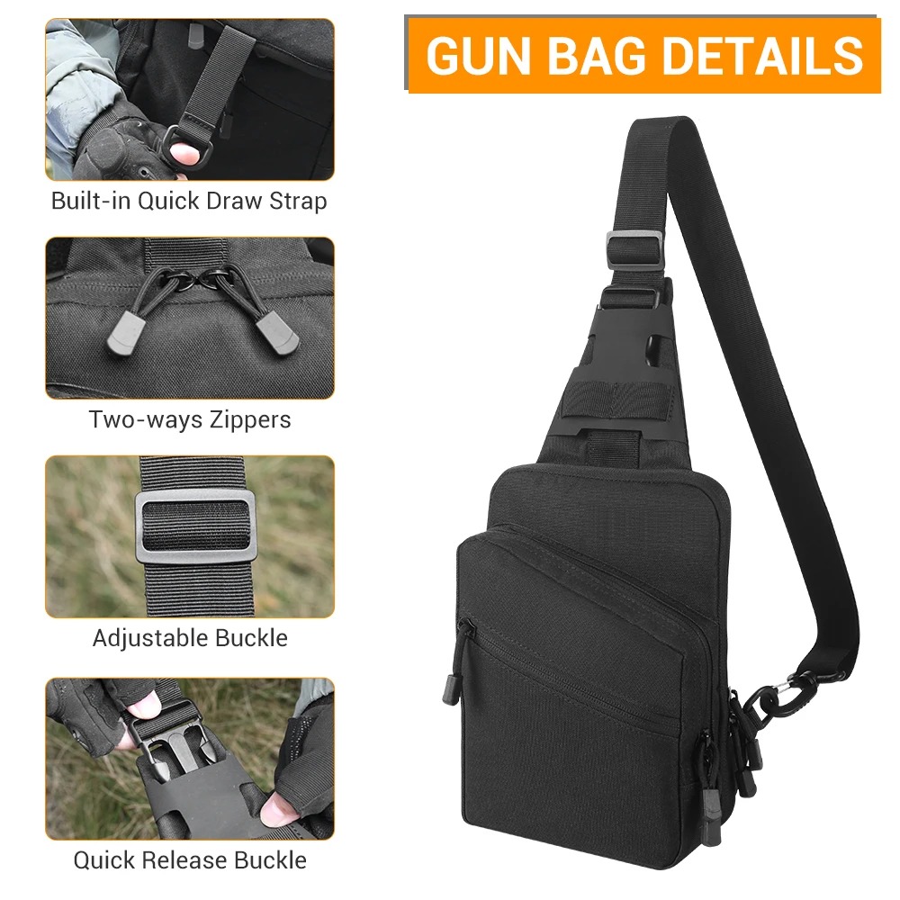 戦術ピストルガンバッグ、隠しキャリーガン収納ポーチ、ガンホル - Edc Pistol Carry Bag のレビューと価格