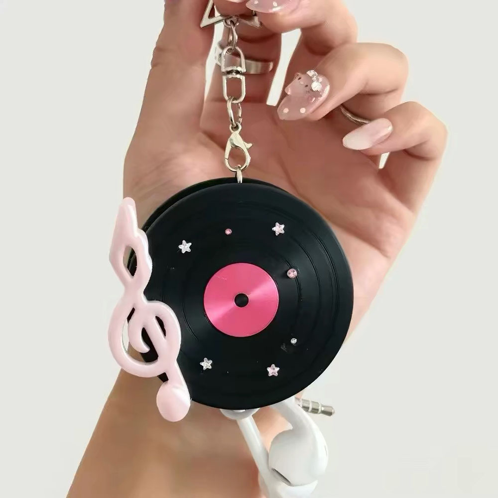 かわいいレコード型ケーブルワインダー、星型キーホルダー付き、 - Cable Winder Keychain のレビューと価格