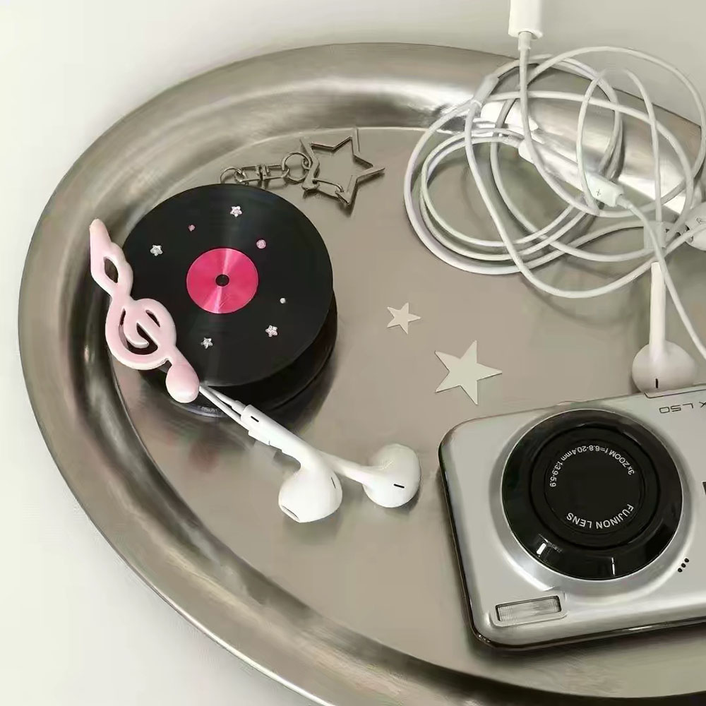 かわいいレコード型ケーブルワインダー、星型キーホルダー付き、 - Cable Winder Keychain のレビューと価格